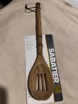 Sabatier Olive Wood One Piece Heavy Duty Slotted Spoon, 13.5. Fixed Price $12.99.