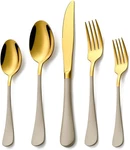 20 Gold And Grey 18/0 Flatware Utensil Set For Piece,. Fixed Price $49.49.