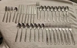 Cambridge Asher Sand CBS176 Stainless Flatware Set 34PC Satin Shiny Mcm. Fixed Price $65.00.