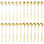24 Pcs 6.8 Inch Gold Stainless Steel Espresso Coffee Spoons Flower Heart Shape. Fixed Price $26.70.