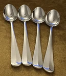 Horchow (4) Teaspoons HCW1 Stainless Center Ridge Flatware Japan - Gently Used. Fixed Price $123.75.