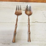 Towle Supreme Cutlery Stainless 8.5" Serving Spoon & Fork Glossy Bamboo TWS139. Fixed Price $11.99.