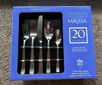Mikasa, Satin Barret Flatware Service For 4, 20 Piece Set, 18/10 Stainless Steel. Fixed Price $50.00.