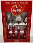 Nib 1997 Gibson Coca-cola 16 Pc Silverware/flatware Set Serves 4 W/red Handle. Fixed Price $38.00.