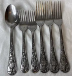 Cabelas / Cambridge Silversmiths Deer Stainless 3 Dinner Forks 2 Salad 1SERVING. Fixed Price $24.99.