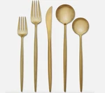 Hampton Forge Skandia Zephyr Satin Gold 5-PC Flatware Set New. Fixed Price $28.50.