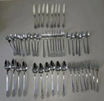 50 Piece Iic Vintage Stainless Japan Flatware Silverware Unique Handles See. Fixed Price $79.99.