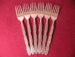 Set Of 6 Oneida Raphael Salad Forks Cube Heirloom Stainless Flatware 3/4". Fixed Price $46.54.