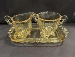 Vintage Cambridge Glass Martha Pattern Cream And Sugar Set With Matching Tray. Fixed Price $40.00.