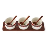 Spode 7-PIECE Christmas Tree Condiment Set Festive Bowls, Spoons & Acacia Tray. Fixed Price $52.00.