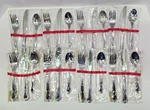 Reed & Barton Stainless Flatware Rose Queen 8 Spoons, Knives, Forks. Fixed Price $53.99.