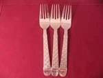 3 Salad Forks Oneida Checkers Stainless Steel Flatware Frosted Handle 7 1/8" .. Fixed Price $41.44.