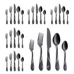 Seeshine Black Silverware Set For 6, Stainless Steel 30-PIECE,. Fixed Price $42.99.