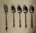 Utica UTI43 Stainless Soup Spoons, Fork Flatware Silverware, Flowers Tip. Fixed Price $11.95.