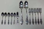 13 Pcs German Hanseat HNE1 Silverplate Scrolls Flatware Lot Forks Server Spoons. Fixed Price $29.99.