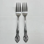 United Silver Stainless Dinner Fork Flatware Pierced Floral Tip Japan 2PC Set. Fixed Price $14.73.