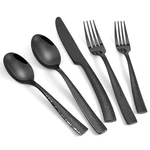 Kelenfer Flatware Set Silverware 20 Pieces Mirror Finished Black Stainles.... Fixed Price $83.67.