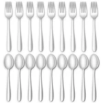 24-PIECE Forks And Spoons Silverware Set, Amafox Food Grade Stainless Steel F.... Fixed Price $23.57.