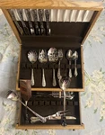 Reed&barton Stainless Steel Silver With Flowers Pattern Handles Wooden Box. Fixed Price $135.00.