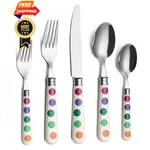 Annova Silverware Set 20 Cutlery Stainless Steel Pieces, Puka Dots. Fixed Price $50.98.