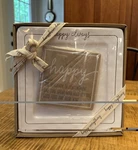 Mud Pie 4115021 "happy Always" Ceramic Cheese Plate & Napkins Set, Gift Boxed. Fixed Price $25.00.
