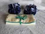 Blue Ivory Satin Drawstring Travel Bag Jewelry Pouch Inside Pocket Zipper Choice. Fixed Price $24.50.