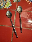 Amici New Age Espresso Demitasse Coffee Spoons 4.5" Set 2 Stainless Steel. Fixed Price $13.50.