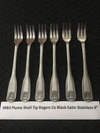 6 Pcs SRB3 Plume By Rogers Shell Style Accent Cocktail / Seafood Forks Free S&h. Fixed Price $12.97.