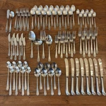 84 Piece Set Of Wesley Forge Korea Stainless Colonial Flatware WLF3. Fixed Price $89.97.