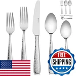 Hudson Essentials 89-PIECE Hammered 18/10 Stainless Steel Silverware Cutlery. Fixed Price $287.64.