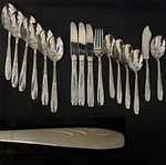 Wallace Stainless WAS31 Flatware 15 Pieces Swirl Glossy Lot Fork Spoon Knife. Fixed Price $27.90.