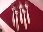 Set Of 5 Cambridge CBS46 Stainless Dinner Forks Satin Handle Glossy Tip 8". Fixed Price $30.39.