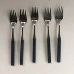 5 X Lundtofte LUD2 Black Handle Stainless Dinner Forks 7 3/8 Denmark. Fixed Price $59.95.