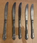 Sango Stainless Flatware SNF4 Floral Handle Japan Stamped 5 Butter Knives. Fixed Price $15.00.