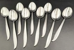 Set Of 9 Amrack AMK16 Pattern Stainless Teaspoons 5 7/8" Japan. Fixed Price $20.00.