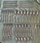Wesley Forge 44 Pc. Stainless Flatware Set Floral Design WLF2. Korea. Fixed Price $49.99.