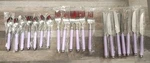 Hanford Forge 18-0 Stainless Flatware Lavender Lucite Plastic Handle Hf Ltd 20. Fixed Price $45.00.
