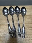 LCU57 Lifetime Cutlery Stainless Japan Scrolls & Flowers Lot Of 4 Dinner Spoons. Fixed Price $17.00.