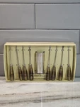 Hors D'oeuvre Picks Stick Amber Stainless Steel With Glass Bead Handles Pier 1. Fixed Price $15.00.