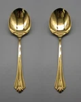 Set Of Two Oneida Plated Flatware Golden Royal Flute Casserole Spoons. Fixed Price $11.99.