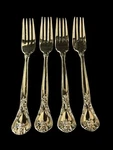 4 (four) Dinner Forks Grand Master By Godinger Silverplate 7 1/2" Flatware. Fixed Price $22.00.