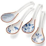 Chinese Soup Spoons Set Of 4 Korean Porcelain Ramen For Pho Noo.... Fixed Price $15.76.