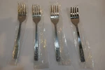 N.o.s. Customcraft Stainless Steel CUS3 Fleur De Lis Set Of 4 Salad Forks. Fixed Price $19.95.