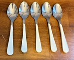 5 Spoons Wf Washington Forge WAF11 White Ivory Swirl Stainless Mcm Flatware. Fixed Price $17.65.