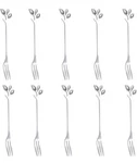 10 Pcs Stainless Steel Silver Leaf Creative Appetizer Cake Fruit Forks Set 4.7. Fixed Price $6.30.