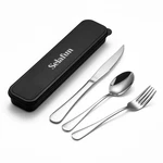 4-PIECES Travel Set With Case Portable Silverware Utensil (6.7INCH, Matte Black). Fixed Price $16.49.