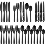 Hiware Pieces Matte Black Silverware Set With Steak Knives 24-PIECE,. Fixed Price $31.17.