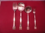 Set Of 4 Stainless Oxford Hall Basketville Serving Pieces Cocktail Fork Ladle Ga. Fixed Price $25.49.