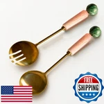 Folkulture Salad Servers Or Hands (12 X 3") Pink Metal With Resin. Fixed Price $56.11.