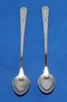 2 Vtg Oneida Community Tudor Plate Iced Tea Spoons Friendship Medality Mono. Fixed Price $18.00.